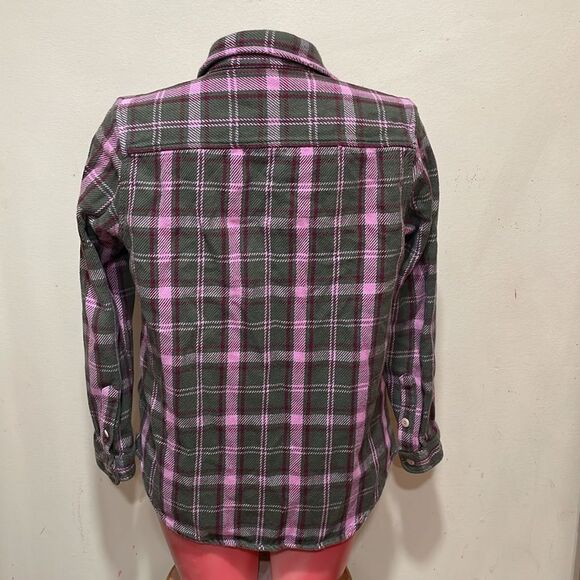 Outerknown blanket women’s Plaid Button-Up Shirt in Pink and Green - Picture 2 of 6